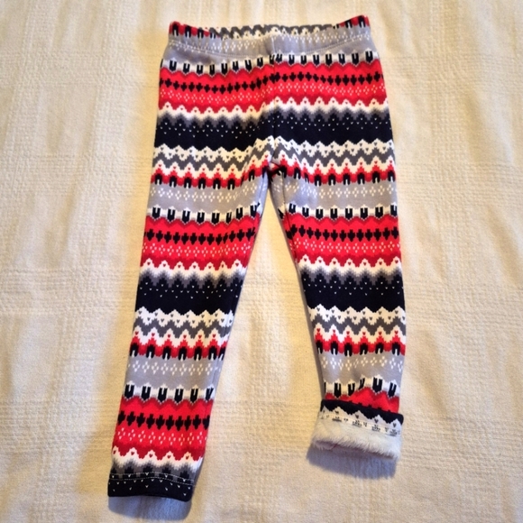 Gymboree Outlet girls size 2T fuzzy lined Fair Isle leggings, vguc - Picture 1 of 5